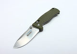 Ganzo G720-GR Tactical Folding Knife Window Breaker 440C Blade Army Green G10 Handle w/Paper Box & Draw String Bag G720