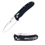 GANZO Firebird F704 Pocket Folding Knife 440C Stainless Steel Flip Blade Anti-Slip G10 Handle with Clip Hunting Gear Fishing Camping Folder Outdoor EDC Knife (Black) with Gift - Multi-Tool Card 8-in-1