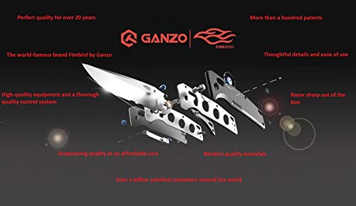 Ganzo Firebird Folding Knife Gray G10 Handle 440C Drop Point Plain Edge  FB7651-GY