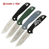 Ganzo G6803-BK Folding Pocket Knife 8CR14C Stainless Steel Blade G10 Anti-Slip Handle with Clip Hunting Fishing Camping Outdoor EDC Knife (Black)