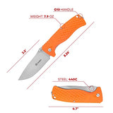 GANZO G722-OR Pocket Folding Knife 440C Stainless Steel Blade G10 Handle with Clip Camping Fishing Hunting EDC Knife (Orange)