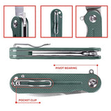 GANZO Firebird FH922-GB Pocket Folding Knife D2 Steel Blade G10 Anti-Slip Handle with Clip Camping Hunting Fishing Outdoor EDC Knife (Green)