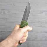 Ganzo G6252-GR Pocket Folding Knife Stainless Steel Blade Anti-Slip Fiberglass Handle with Clip Hunting Fishing Camping Outdoor Folder EDC Knife (Green)