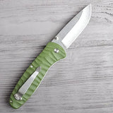 Ganzo G6252-GR Pocket Folding Knife Stainless Steel Blade Anti-Slip Fiberglass Handle with Clip Hunting Fishing Camping Outdoor Folder EDC Knife (Green)