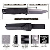 Ganzo G806-BK Fixed Blade Knife 8CR14 Stainless Steel Blade Ergonomic Anti-Slip Handle Camping Hunting Fishing Outdoor EDC Knife with Scabbard