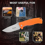 GANZO G722-OR Pocket Folding Knife 440C Stainless Steel Blade G10 Handle with Clip Camping Fishing Hunting EDC Knife (Orange)