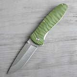 Ganzo G6252-GR Pocket Folding Knife Stainless Steel Blade Anti-Slip Fiberglass Handle with Clip Hunting Fishing Camping Outdoor Folder EDC Knife (Green)