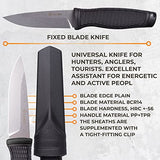 Ganzo G806-BK Fixed Blade Knife 8CR14 Stainless Steel Blade Ergonomic Anti-Slip Handle Camping Hunting Fishing Outdoor EDC Knife with Scabbard