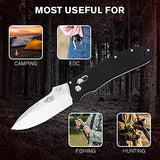 GANZO Firebird F704 Pocket Folding Knife 440C Stainless Steel Flip Blade Anti-Slip G10 Handle with Clip Hunting Gear Fishing Camping Folder Outdoor EDC Knife (Black) with Gift - Multi-Tool Card 8-in-1