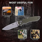 GANZO Firebird FB740-GR Pocket Folding Knife 440C Stainless Steel Blade G-10 Anti-Slip Handle with Clip Camping Fishing Hunting Outdoor EDC Knife (Green) with Gift - Multi-Tool Card 8-in-1