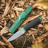 Ganzo G806-GB Fixed Blade Knife 8CR14 Stainless Steel Blade Ergonomic Anti-Slip Handle Camping Hunting Fishing Outdoor EDC Knife with Scabbard (Green)